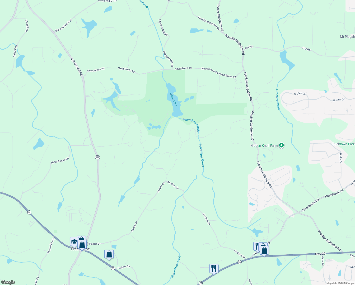 map of restaurants, bars, coffee shops, grocery stores, and more near 1001 Overlook Terrace in Ball Ground
