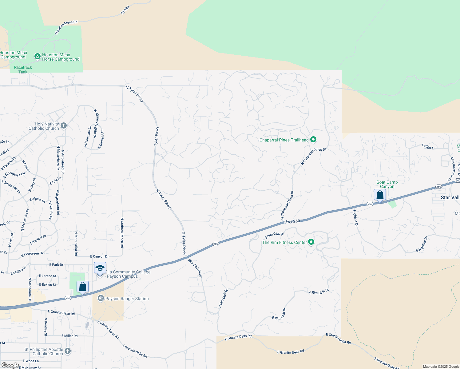map of restaurants, bars, coffee shops, grocery stores, and more near 511 North Grapevine Drive in Payson