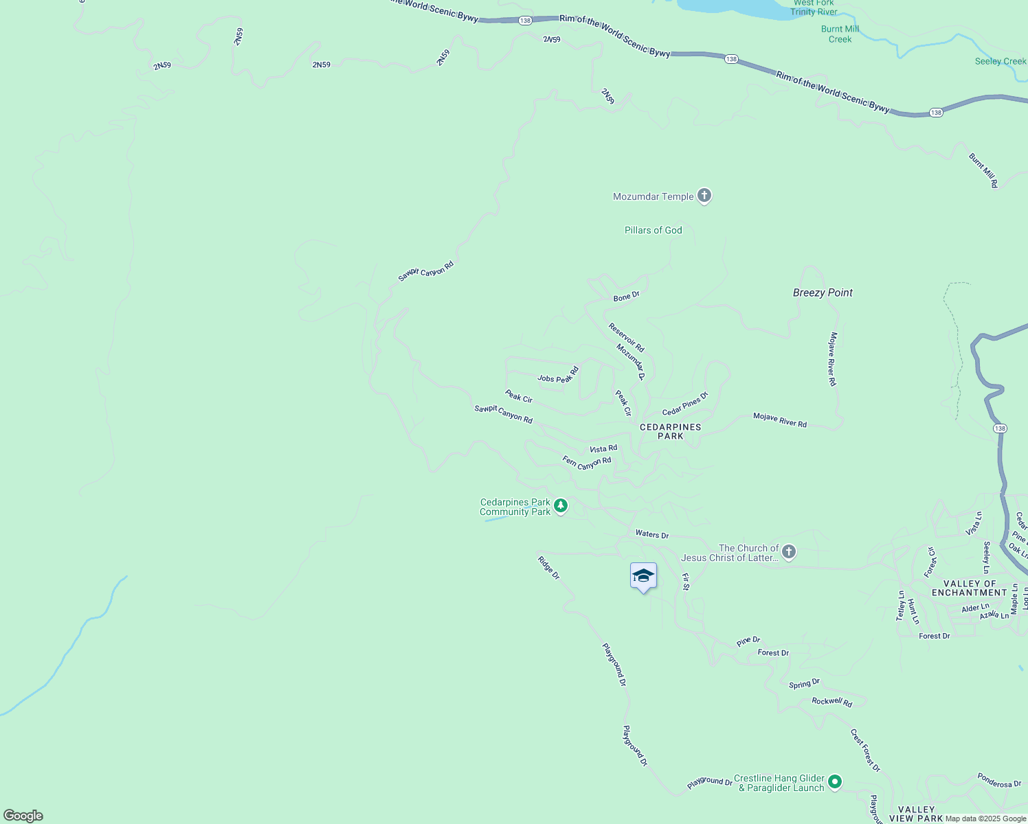 map of restaurants, bars, coffee shops, grocery stores, and more near Sawpit Canyon Trail South in San Bernardino County