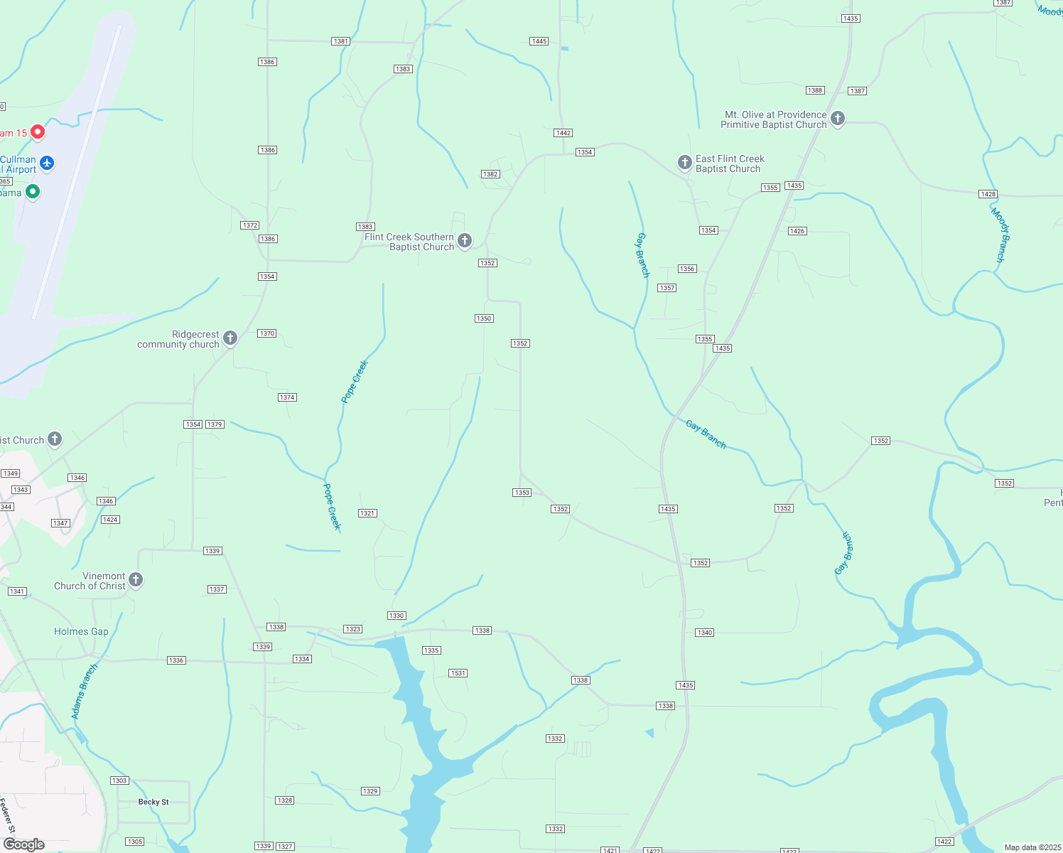 map of restaurants, bars, coffee shops, grocery stores, and more near 761 County Road 1352 in Vinemont