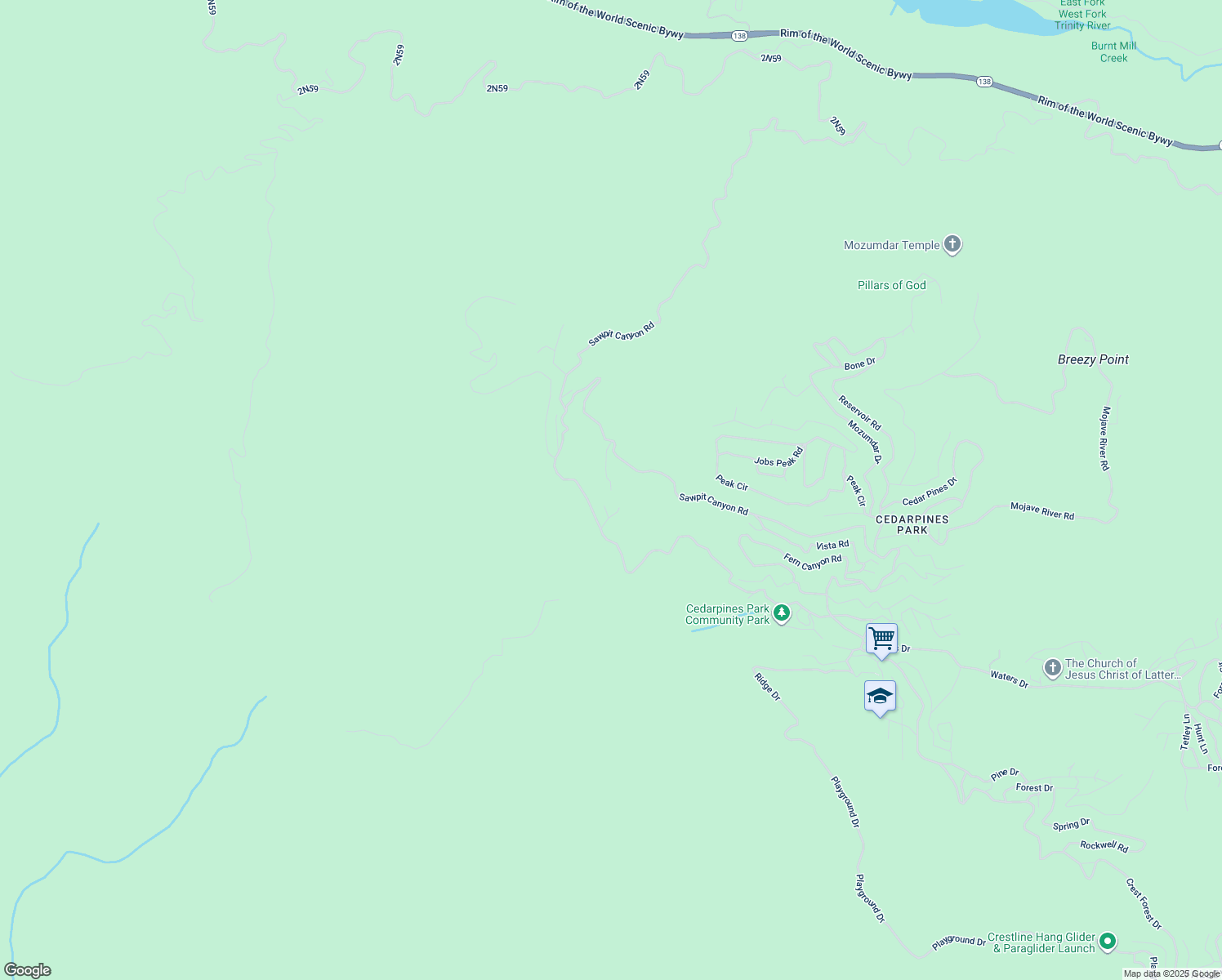 map of restaurants, bars, coffee shops, grocery stores, and more near 4 Sawpit Canyon Road in San Bernardino