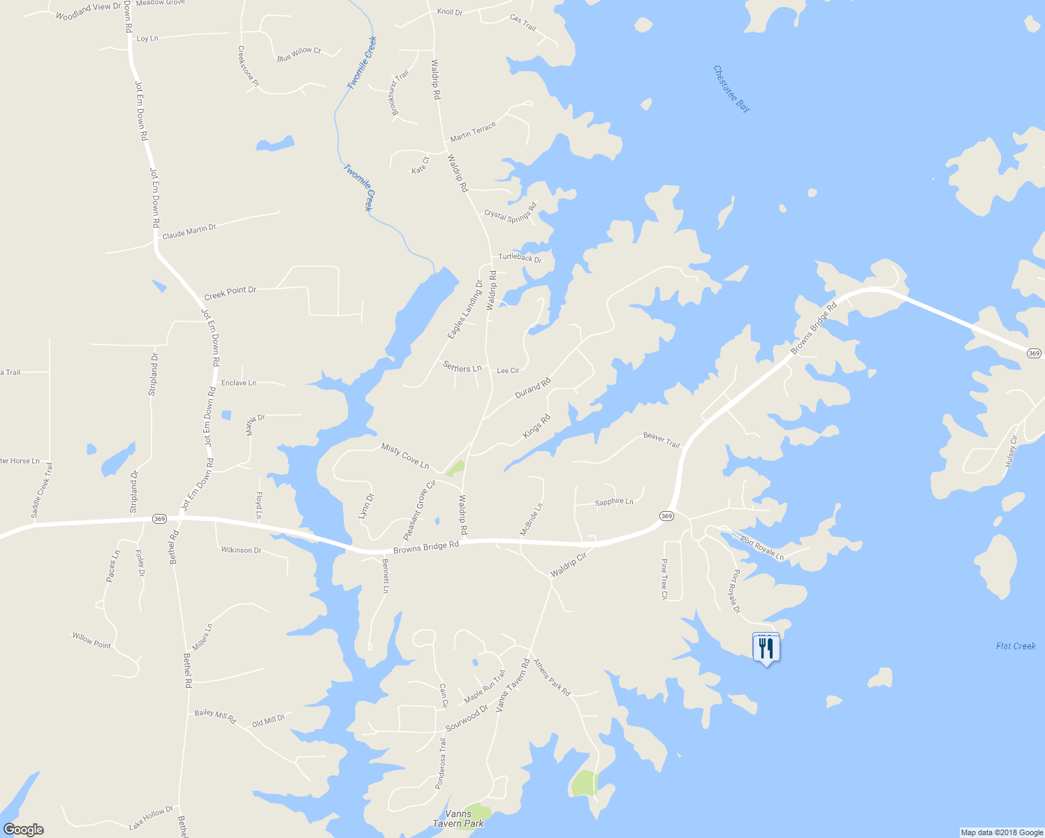 map of restaurants, bars, coffee shops, grocery stores, and more near 9775 Kings Road in Gainesville