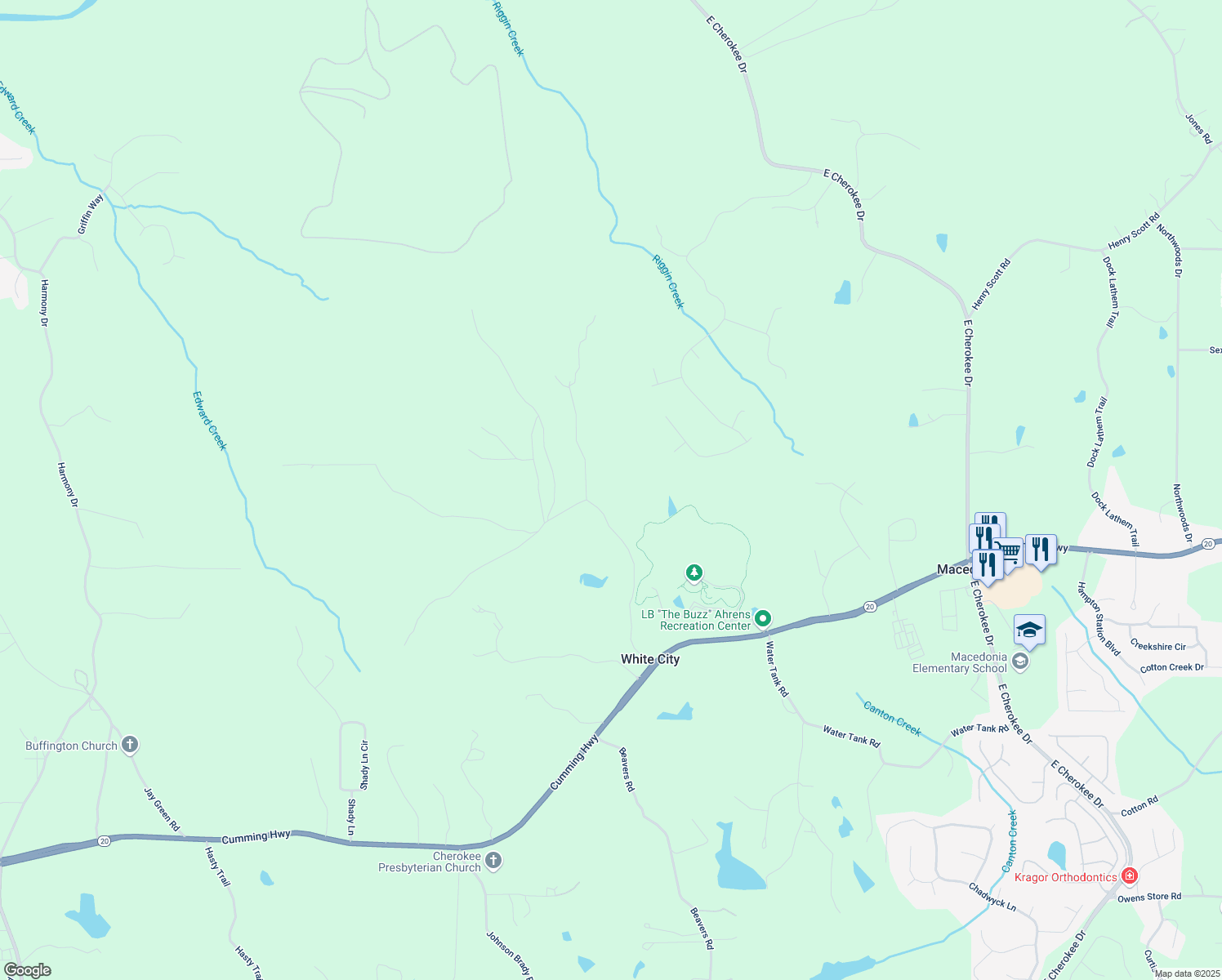 map of restaurants, bars, coffee shops, grocery stores, and more near 675 Jack Page Lane in Canton