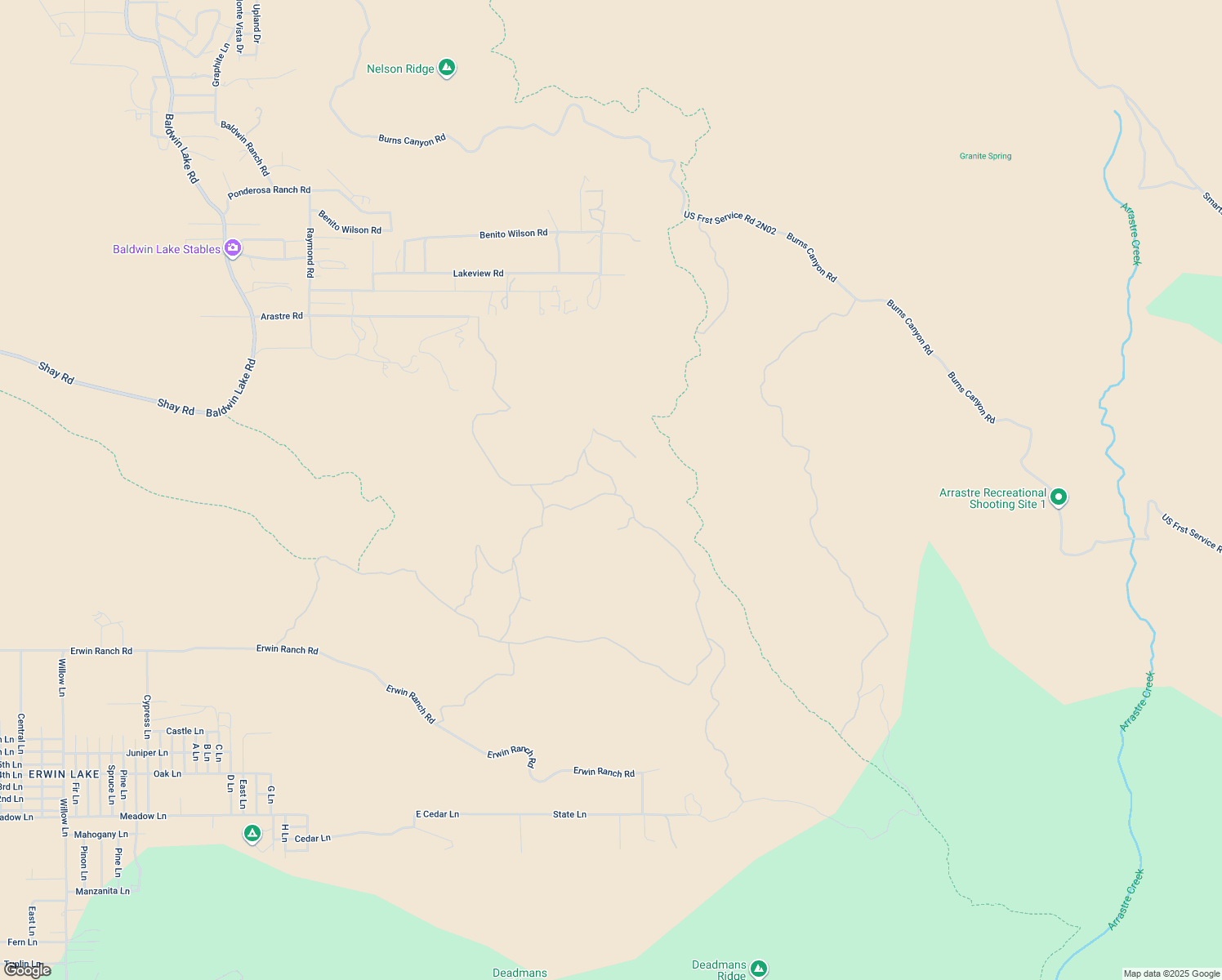 map of restaurants, bars, coffee shops, grocery stores, and more near Avenue K in Big Bear