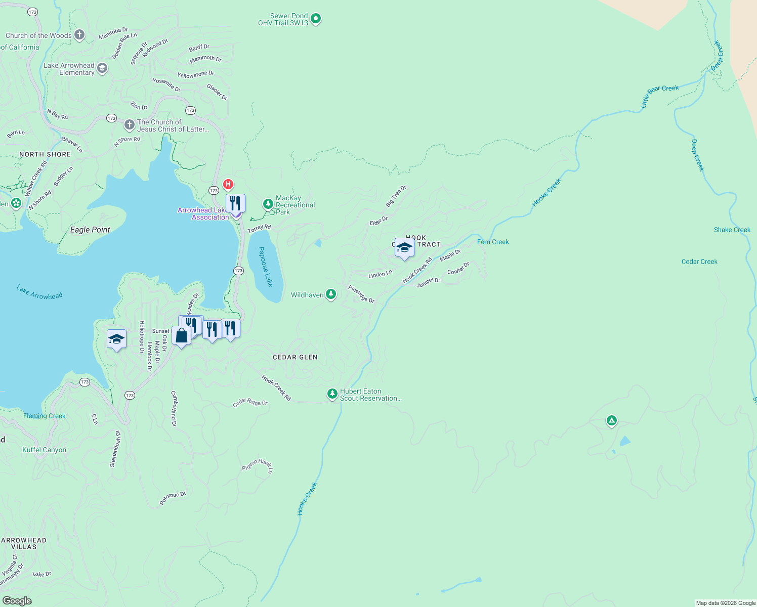 map of restaurants, bars, coffee shops, grocery stores, and more near in San Bernardino County