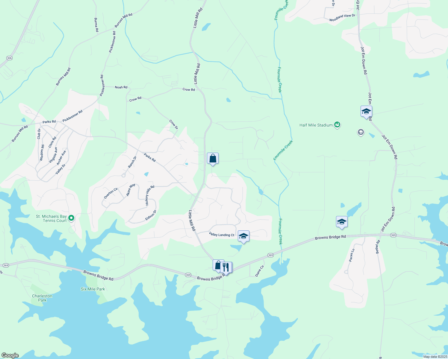 map of restaurants, bars, coffee shops, grocery stores, and more near 7760 Pleasant Hollow Lane in Cumming