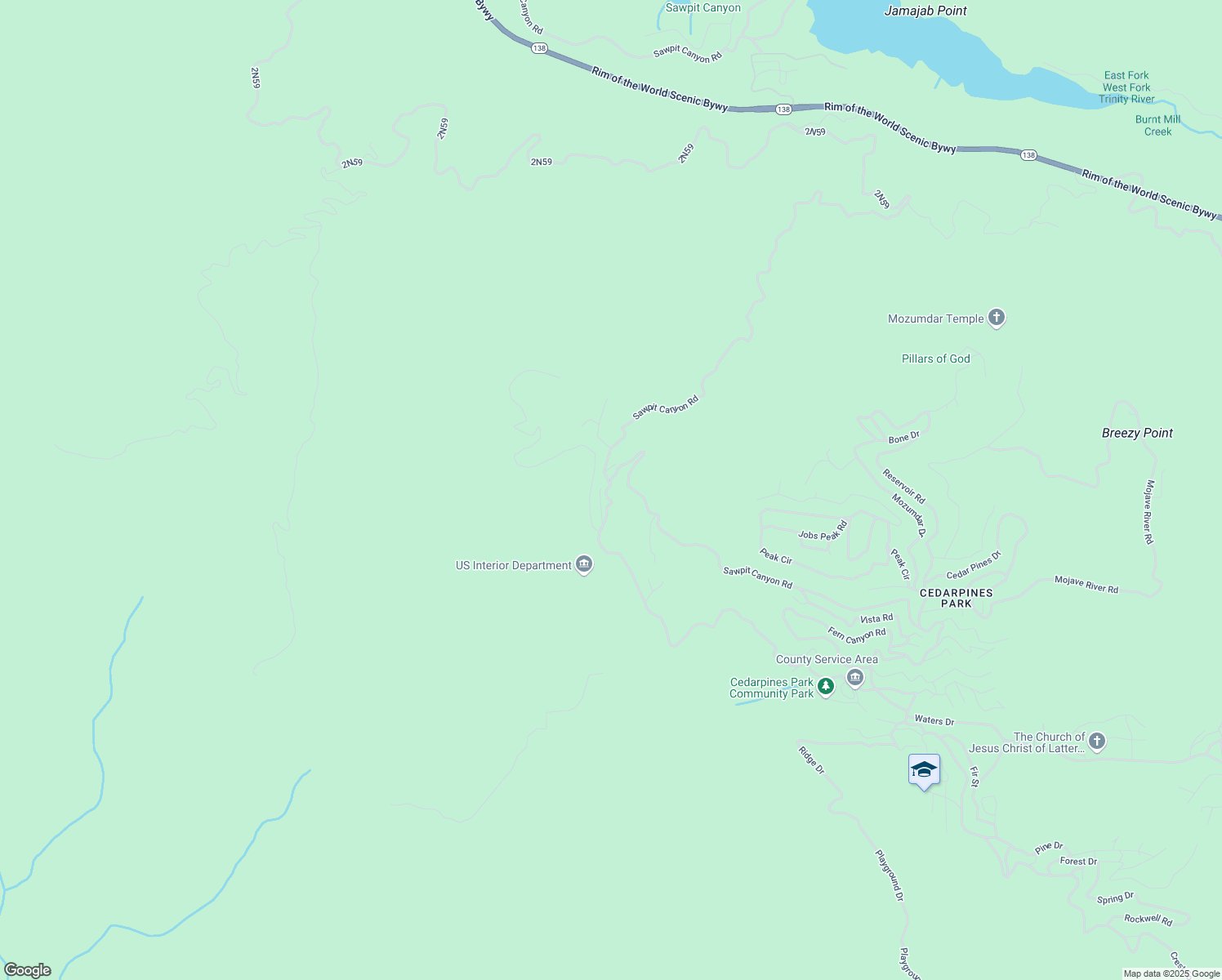 map of restaurants, bars, coffee shops, grocery stores, and more near 2 Sawpit Canyon Road in San Bernardino