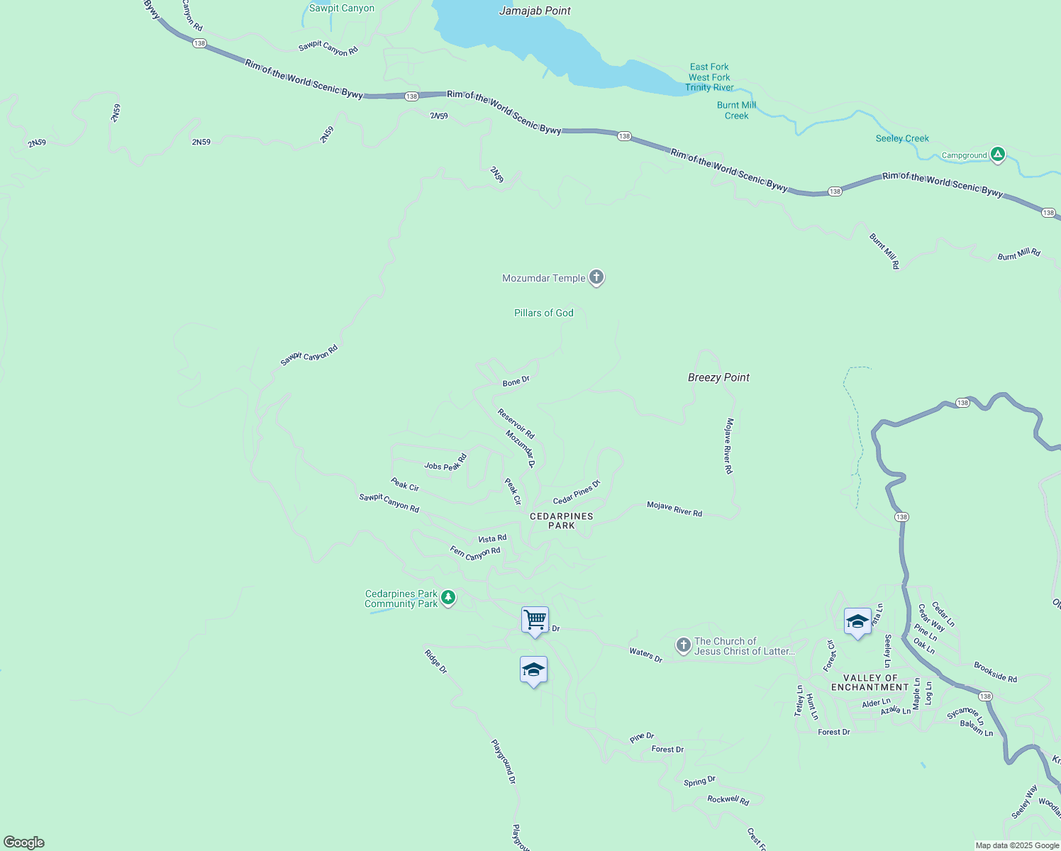 map of restaurants, bars, coffee shops, grocery stores, and more near in Crestline