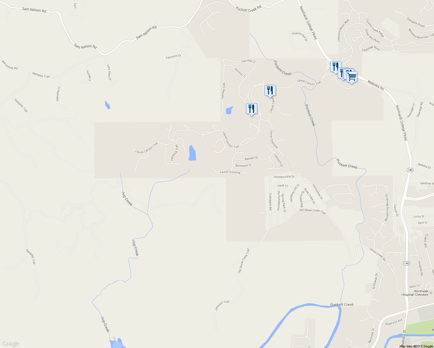 map of restaurants, bars, coffee shops, grocery stores, and more near 618 Laurel Crossing in Canton