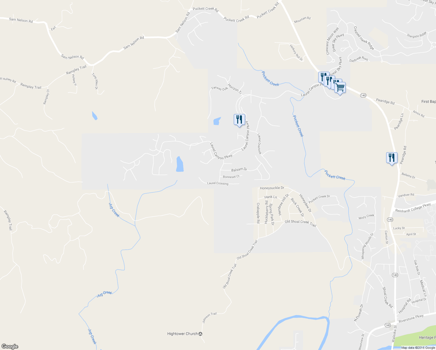map of restaurants, bars, coffee shops, grocery stores, and more near 120 Laurel Ridge in Canton