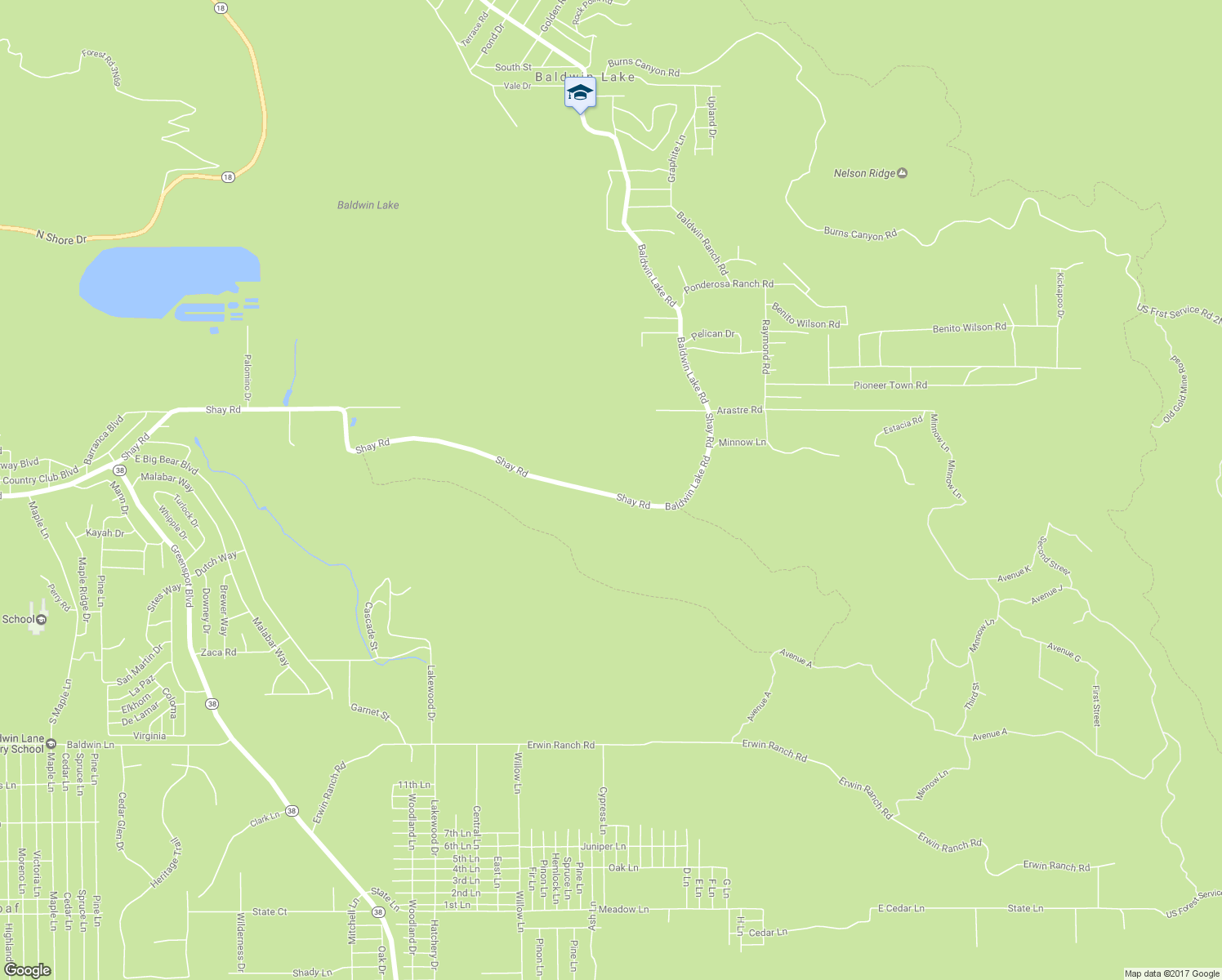 map of restaurants, bars, coffee shops, grocery stores, and more near 1883 Shay Road in Big Bear