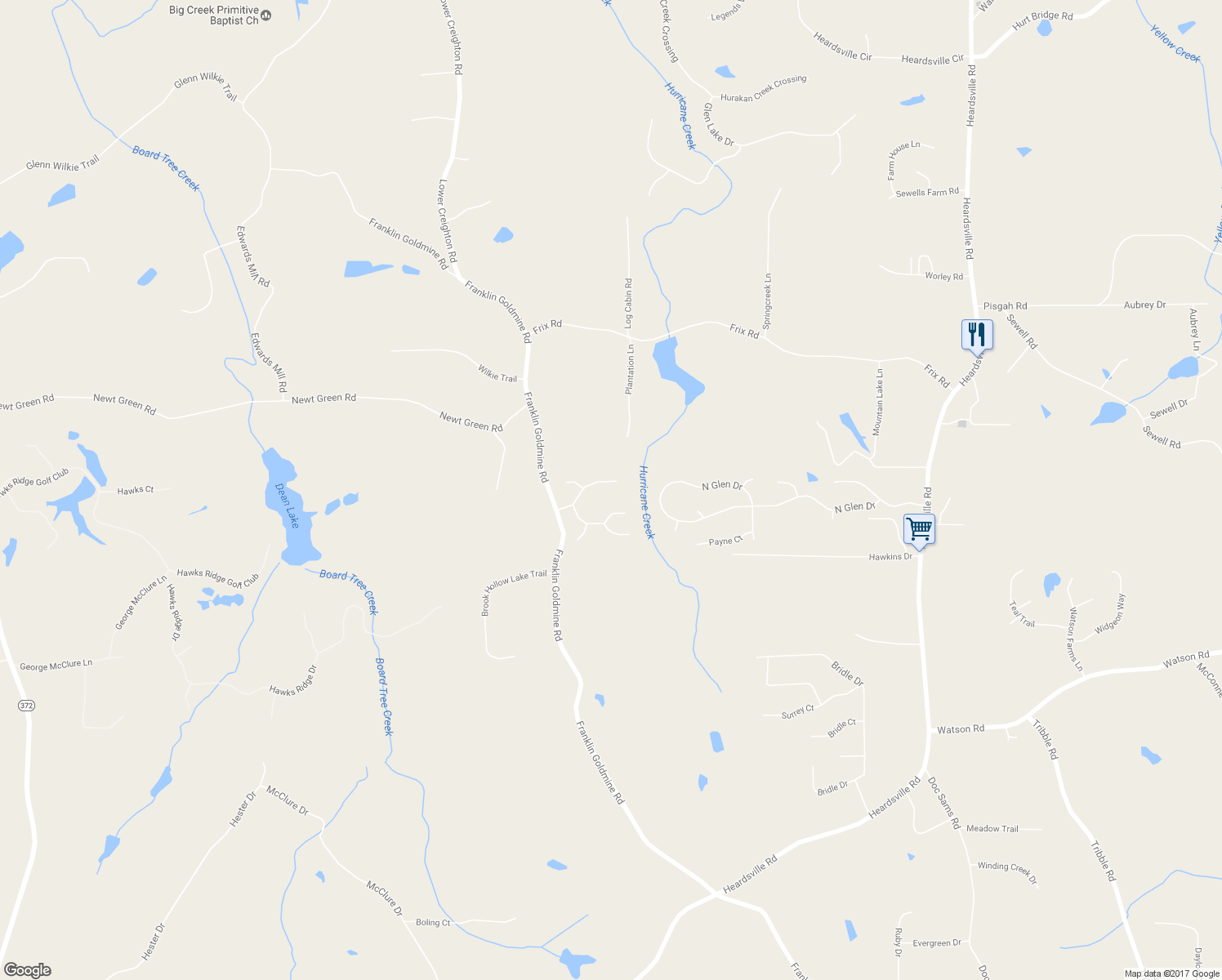 map of restaurants, bars, coffee shops, grocery stores, and more near 6130 Brook Hollow Way in Cumming