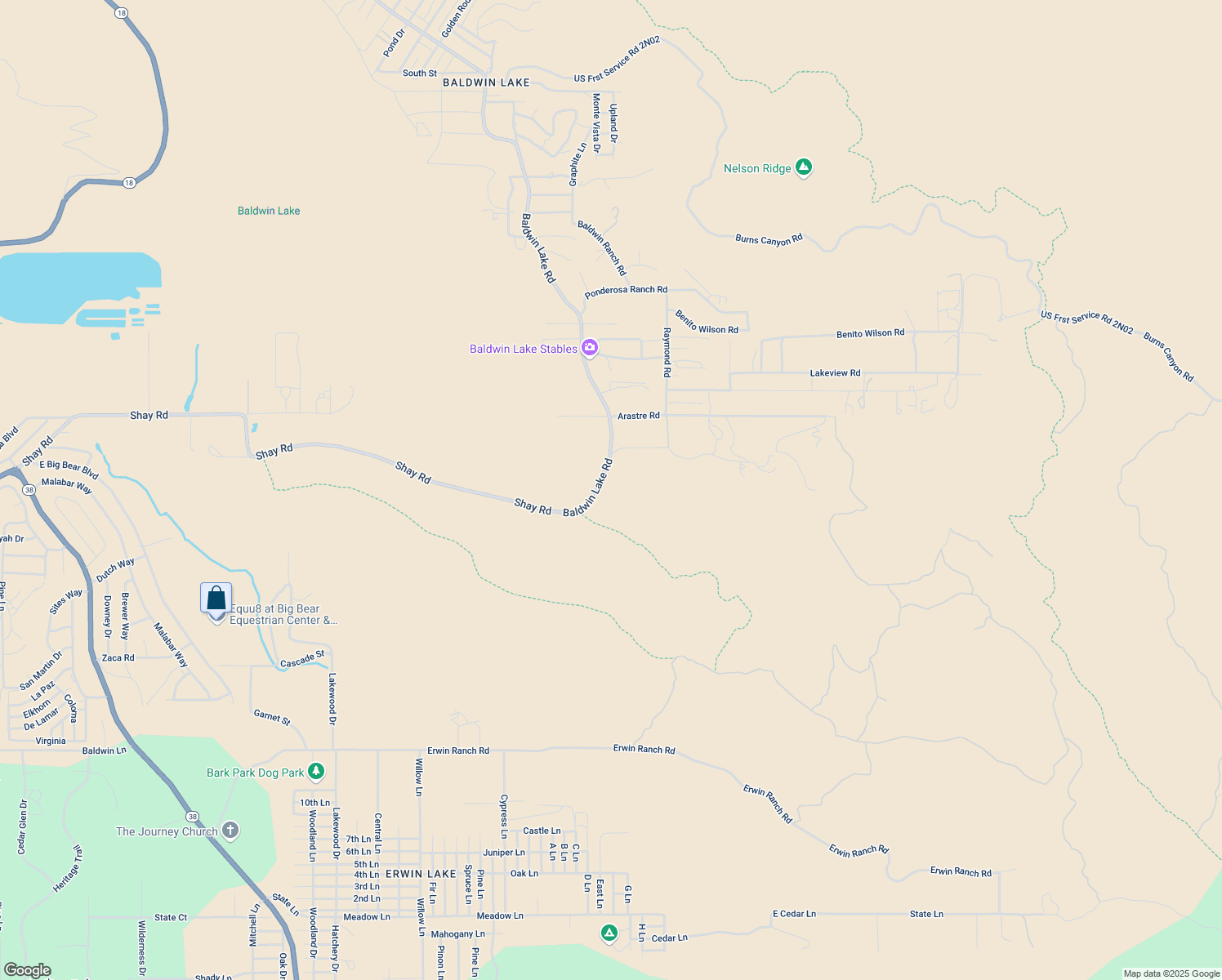 map of restaurants, bars, coffee shops, grocery stores, and more near 2000 Baldwin Lake Road in Big Bear