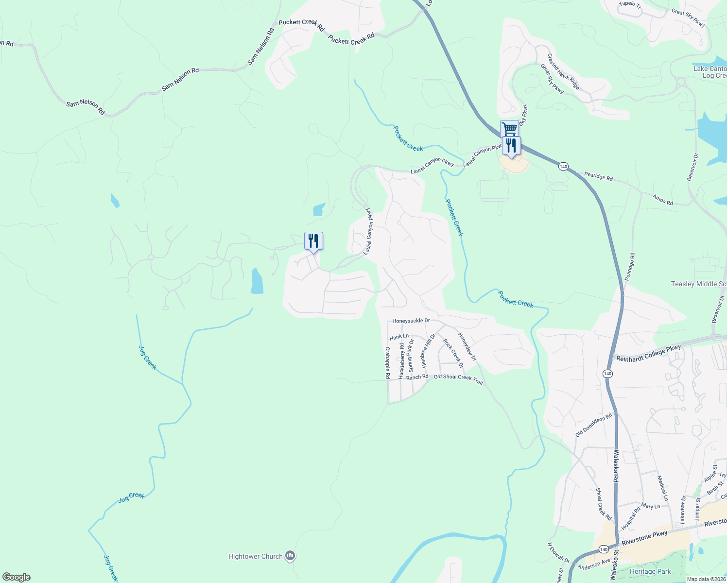 map of restaurants, bars, coffee shops, grocery stores, and more near 238 Balsam Dr in Canton