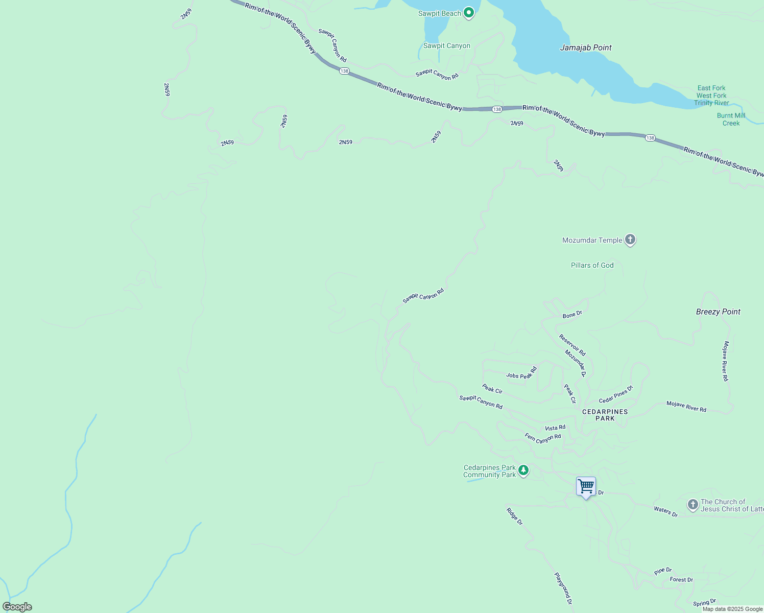 map of restaurants, bars, coffee shops, grocery stores, and more near 194 Cedar Lake Drive in San Bernardino County