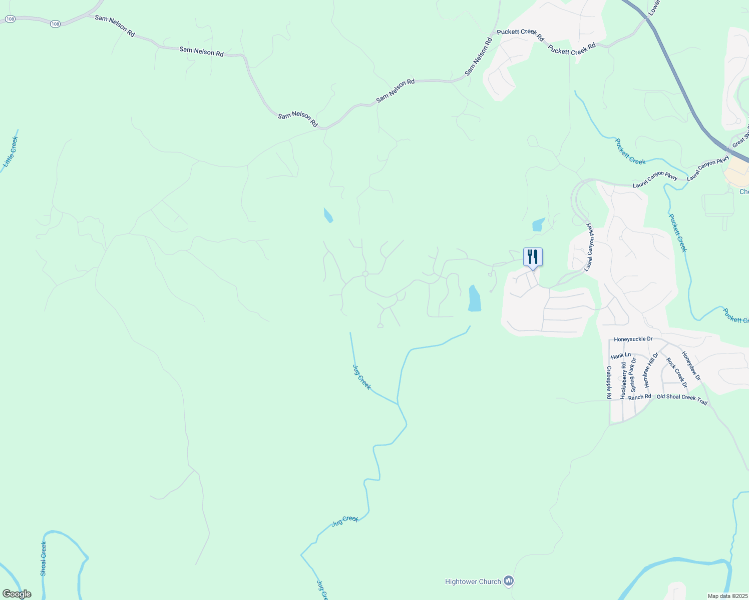 map of restaurants, bars, coffee shops, grocery stores, and more near 408 Canyon View Court in Canton