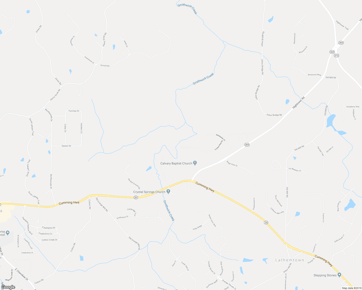 map of restaurants, bars, coffee shops, grocery stores, and more near 601 Forest Pine Drive in Ball Ground