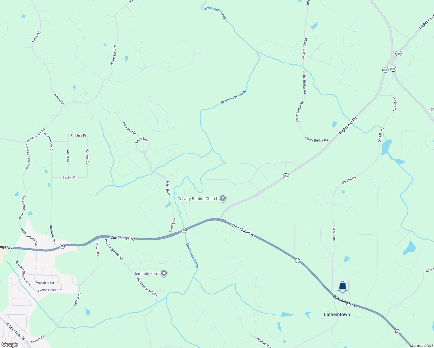 map of restaurants, bars, coffee shops, grocery stores, and more near 609 Forest Pine Drive in Ball Ground