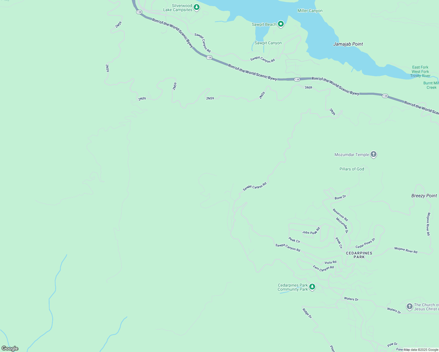 map of restaurants, bars, coffee shops, grocery stores, and more near 194 Cedar Lake Drive in San Bernardino County