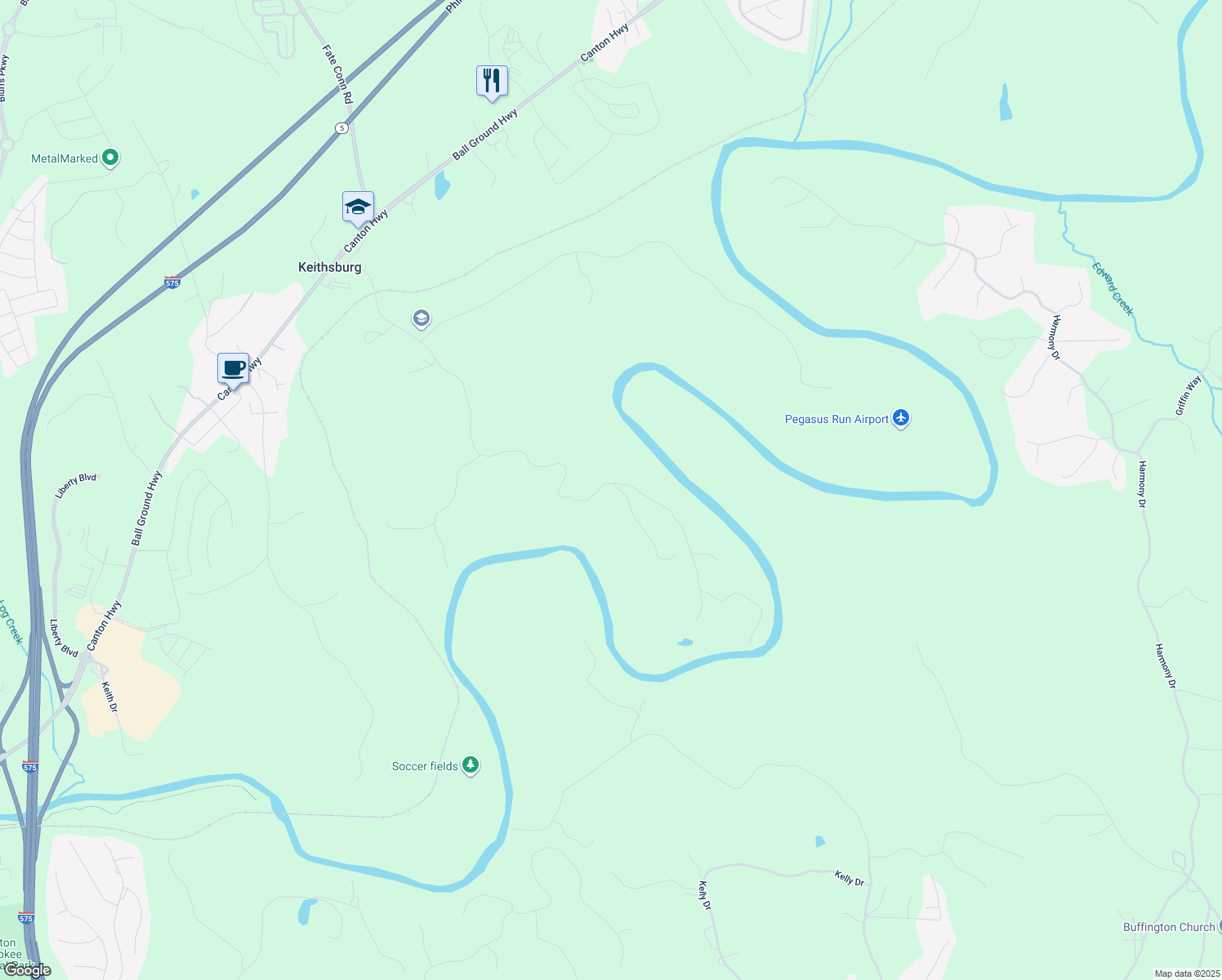 map of restaurants, bars, coffee shops, grocery stores, and more near 1210 Green Drive in Canton