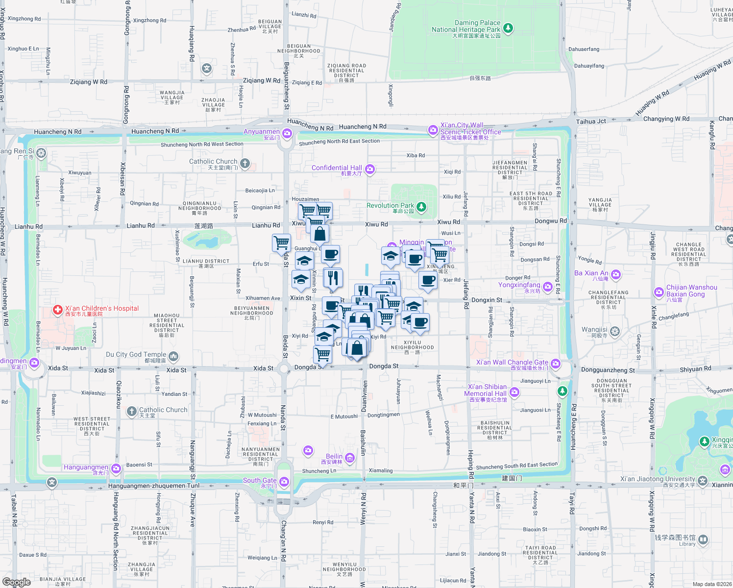 map of restaurants, bars, coffee shops, grocery stores, and more near in 