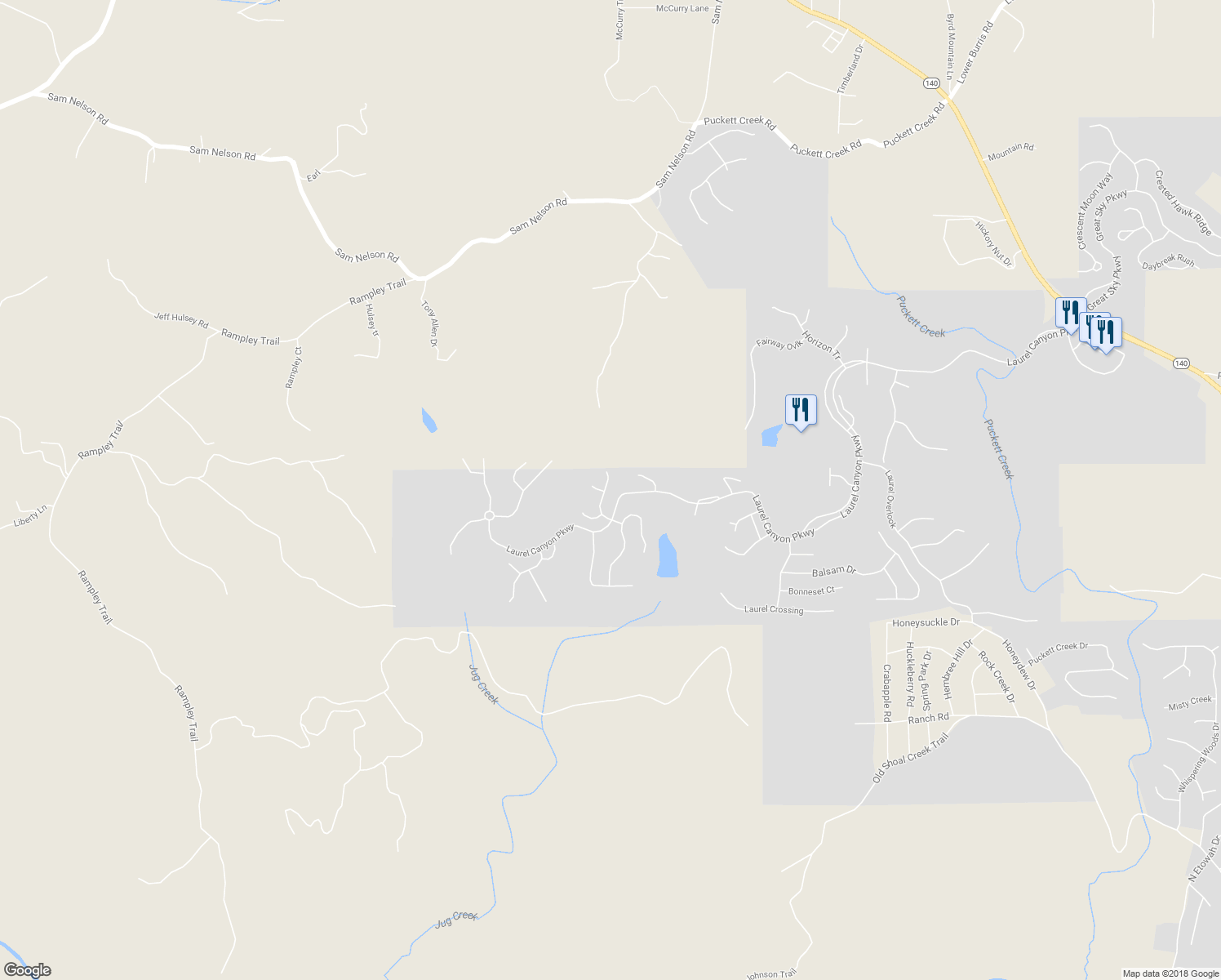 map of restaurants, bars, coffee shops, grocery stores, and more near 110 Mountain Laurel Court in Canton