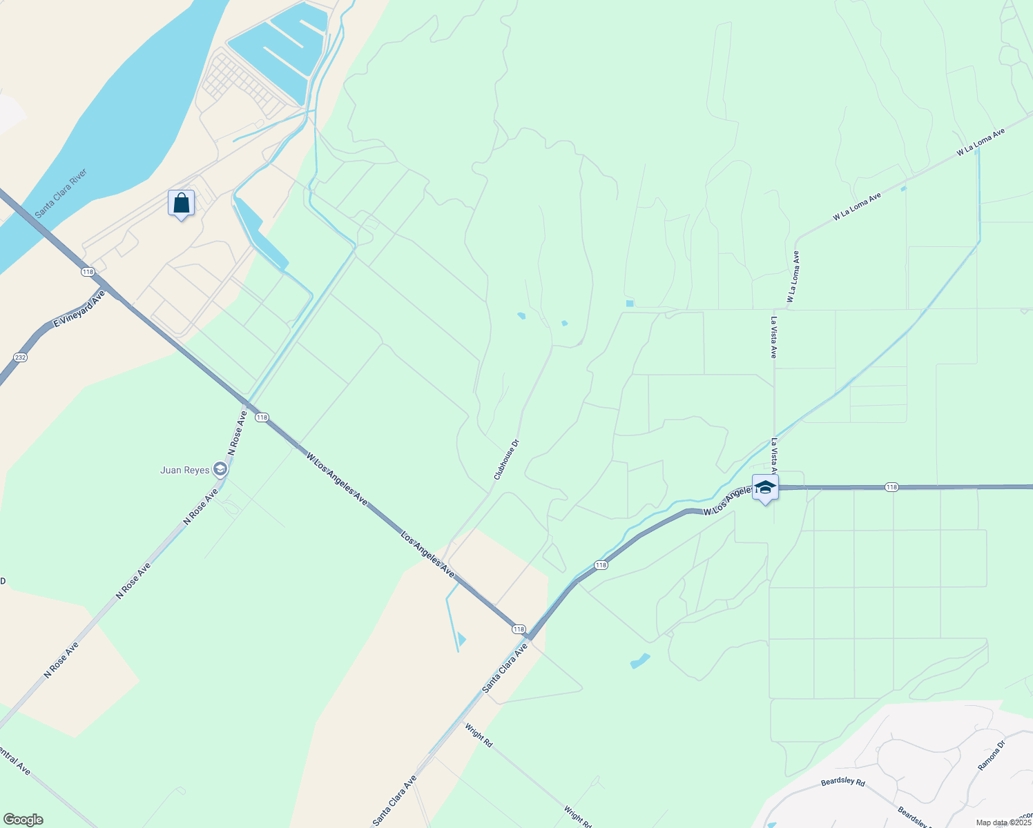 map of restaurants, bars, coffee shops, grocery stores, and more near 4161 Clubhouse Drive in Somis