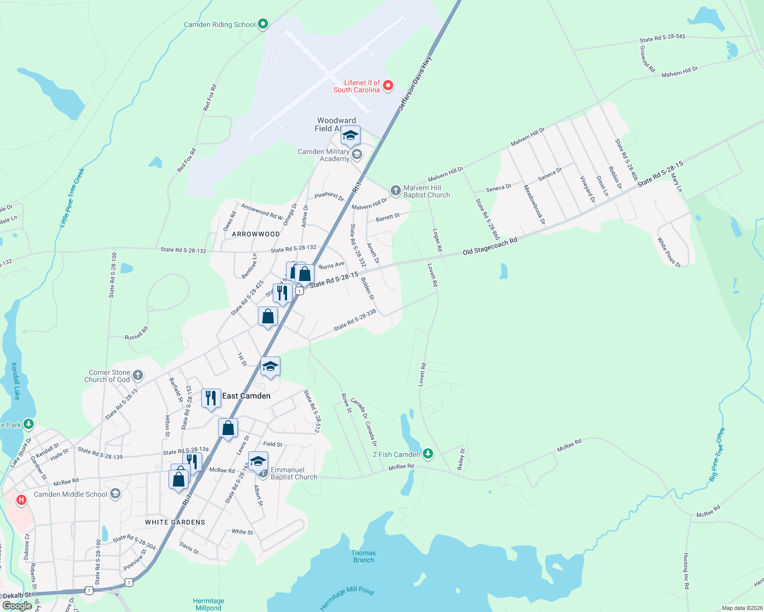 map of restaurants, bars, coffee shops, grocery stores, and more near 1880 Bolden Street in Camden
