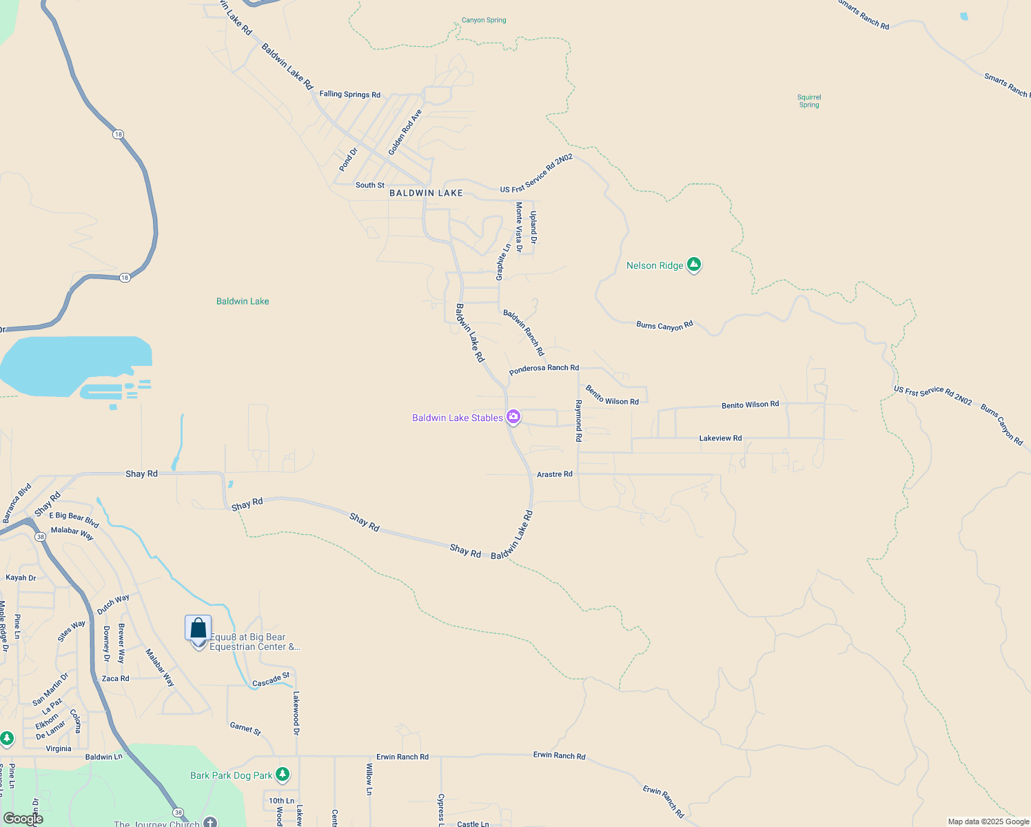 map of restaurants, bars, coffee shops, grocery stores, and more near Pelican Drive in San Bernardino County
