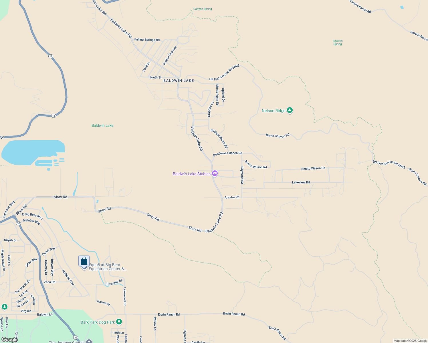 map of restaurants, bars, coffee shops, grocery stores, and more near 46475 Pioneer Town Road in Big Bear