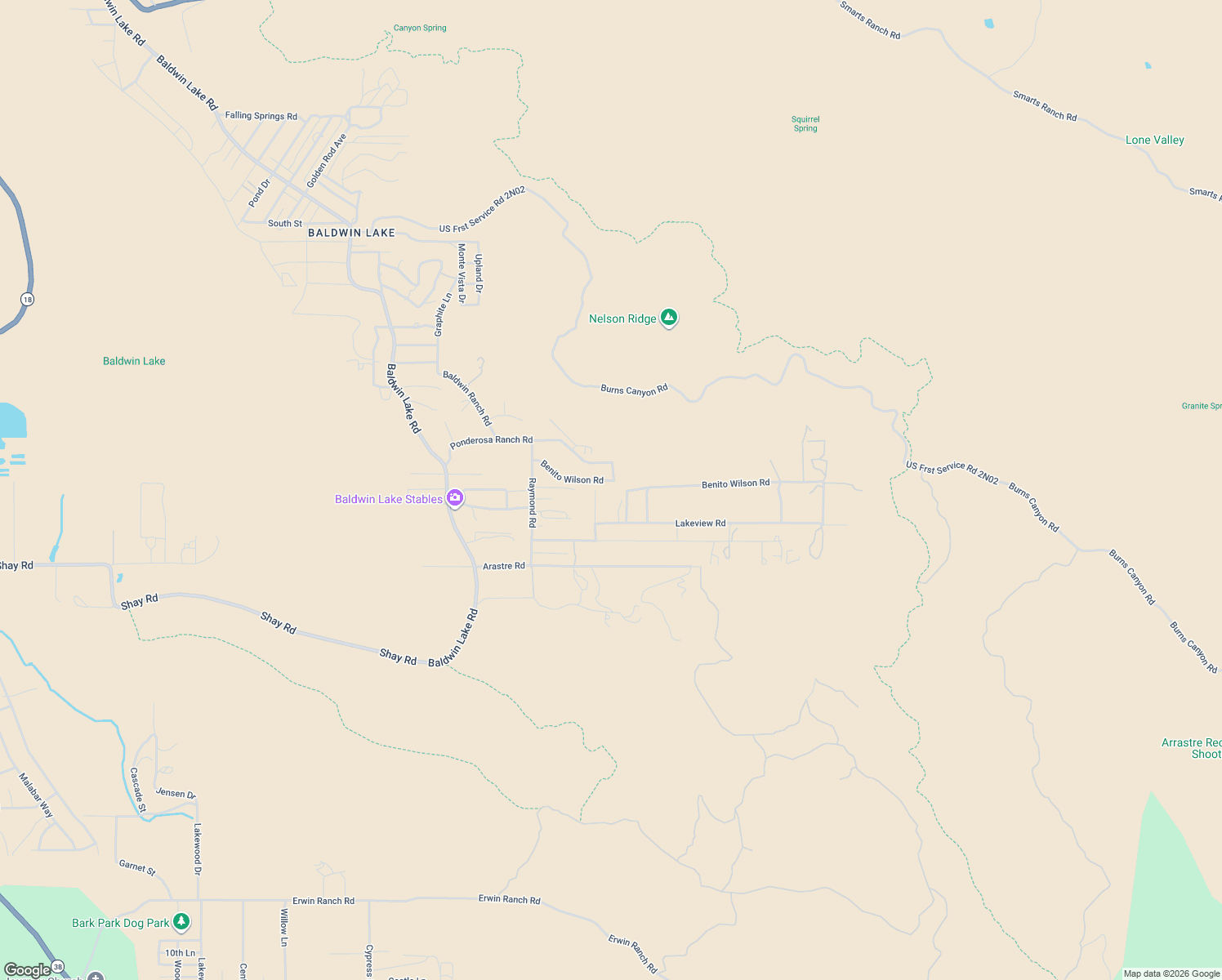 map of restaurants, bars, coffee shops, grocery stores, and more near 40285 Ponderosa Ranch Road in Big Bear