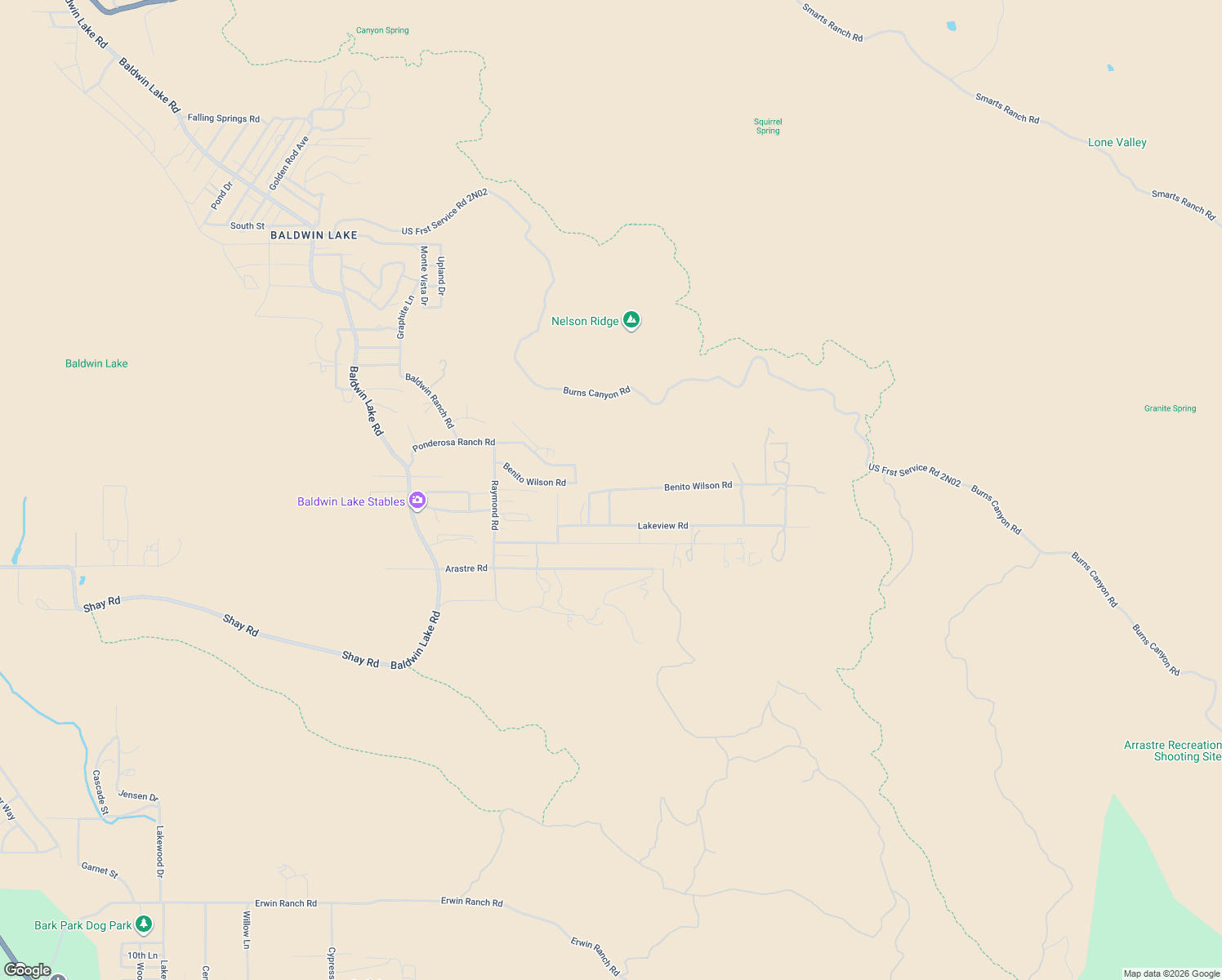map of restaurants, bars, coffee shops, grocery stores, and more near Lakeview Drive in Big Bear