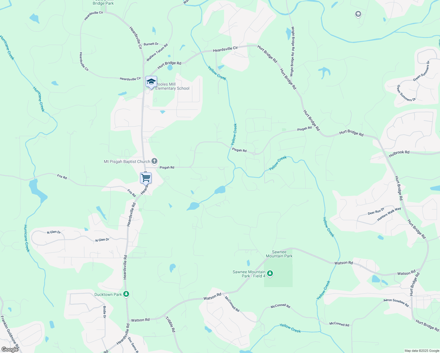 map of restaurants, bars, coffee shops, grocery stores, and more near 5250 Aubrey Lane in Cumming