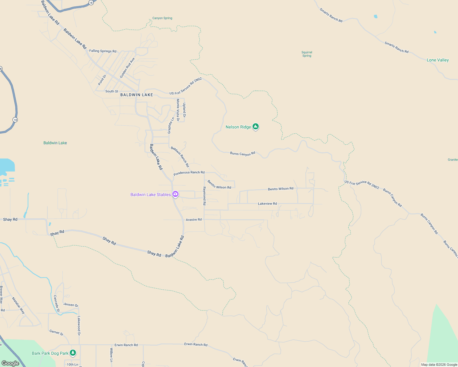 map of restaurants, bars, coffee shops, grocery stores, and more near 40285 Ponderosa Ranch Road in Big Bear