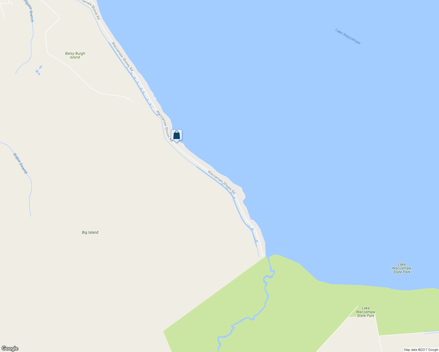 map of restaurants, bars, coffee shops, grocery stores, and more near 3255 Waccamaw Shores Road in Lake Waccamaw