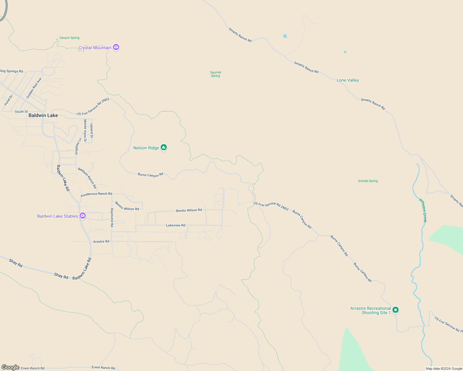 map of restaurants, bars, coffee shops, grocery stores, and more near 1221 Kickapoo Drive in Big Bear
