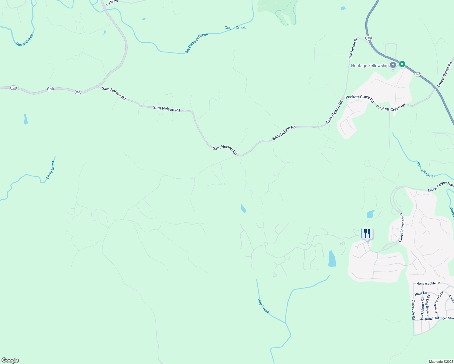 map of restaurants, bars, coffee shops, grocery stores, and more near 415 Hulsey tr in Canton