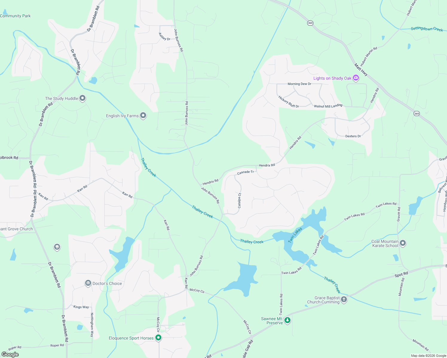 map of restaurants, bars, coffee shops, grocery stores, and more near 5750 Cascade Tr in Cumming