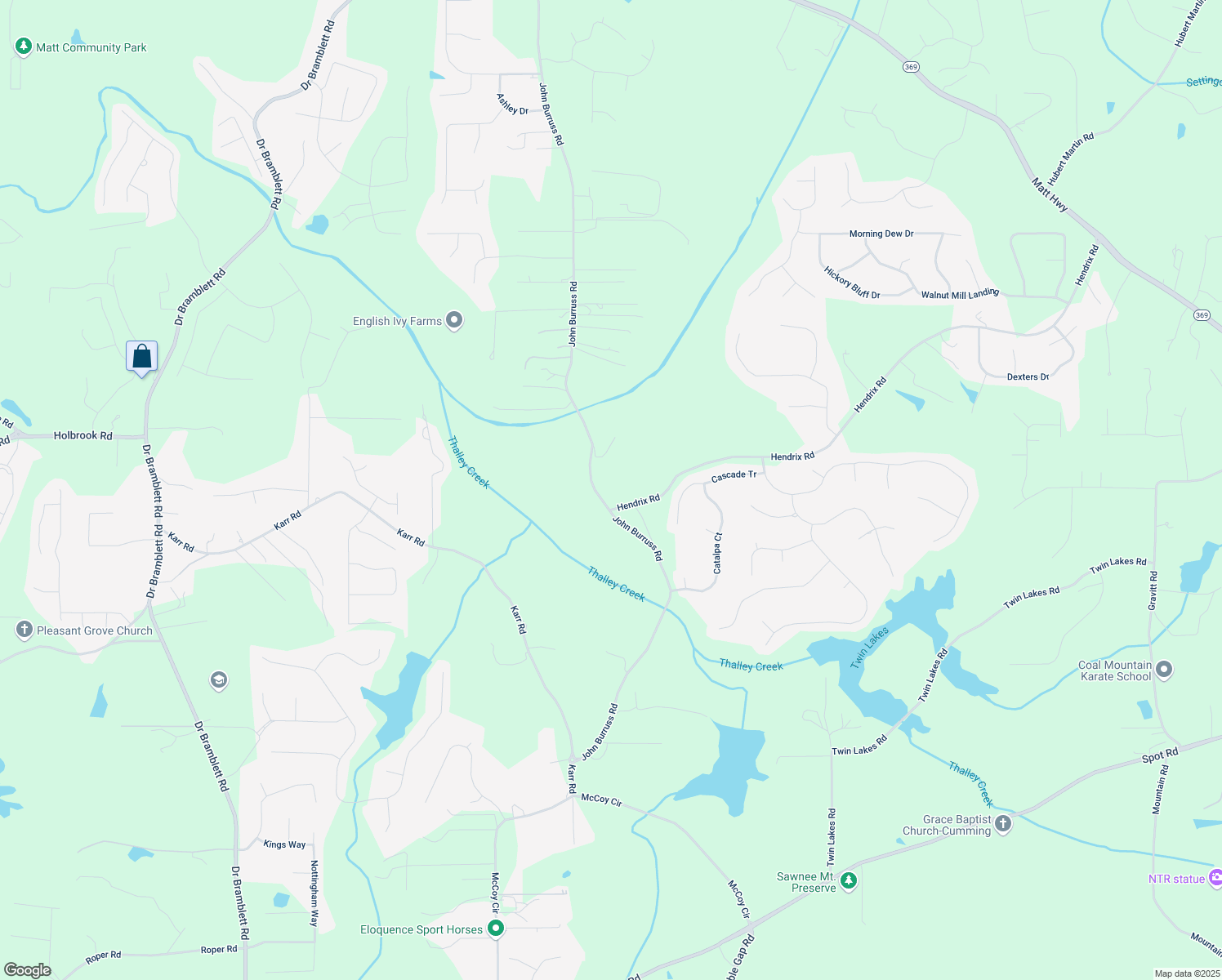 map of restaurants, bars, coffee shops, grocery stores, and more near 5315 Hendrix Road in Cumming