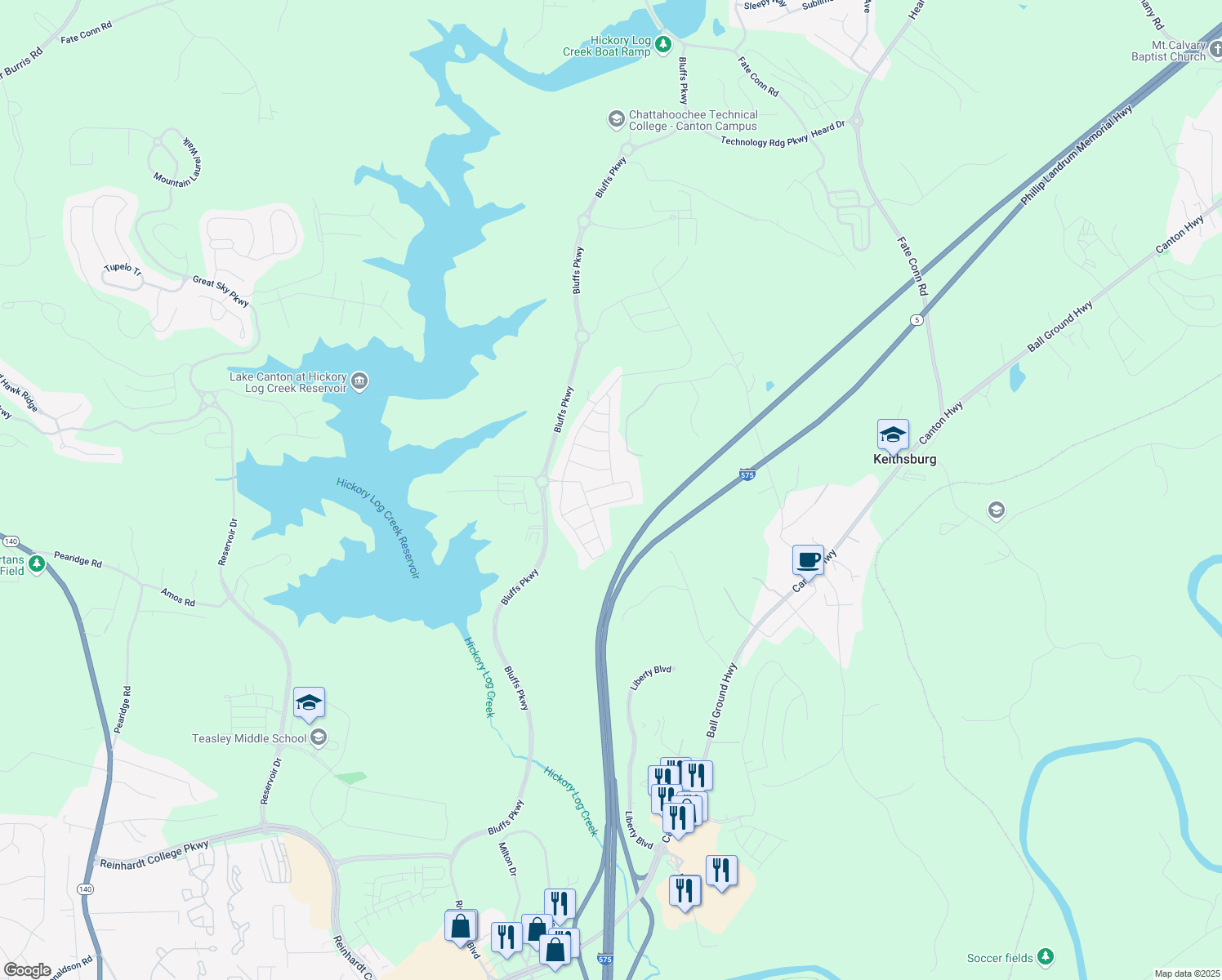 map of restaurants, bars, coffee shops, grocery stores, and more near 814 Spruce Avenue in Canton