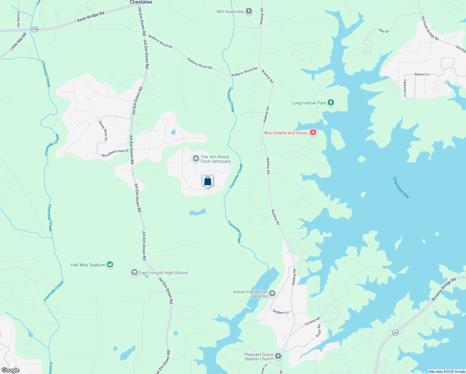 map of restaurants, bars, coffee shops, grocery stores, and more near 9065 Silver Peak Drive in Gainesville