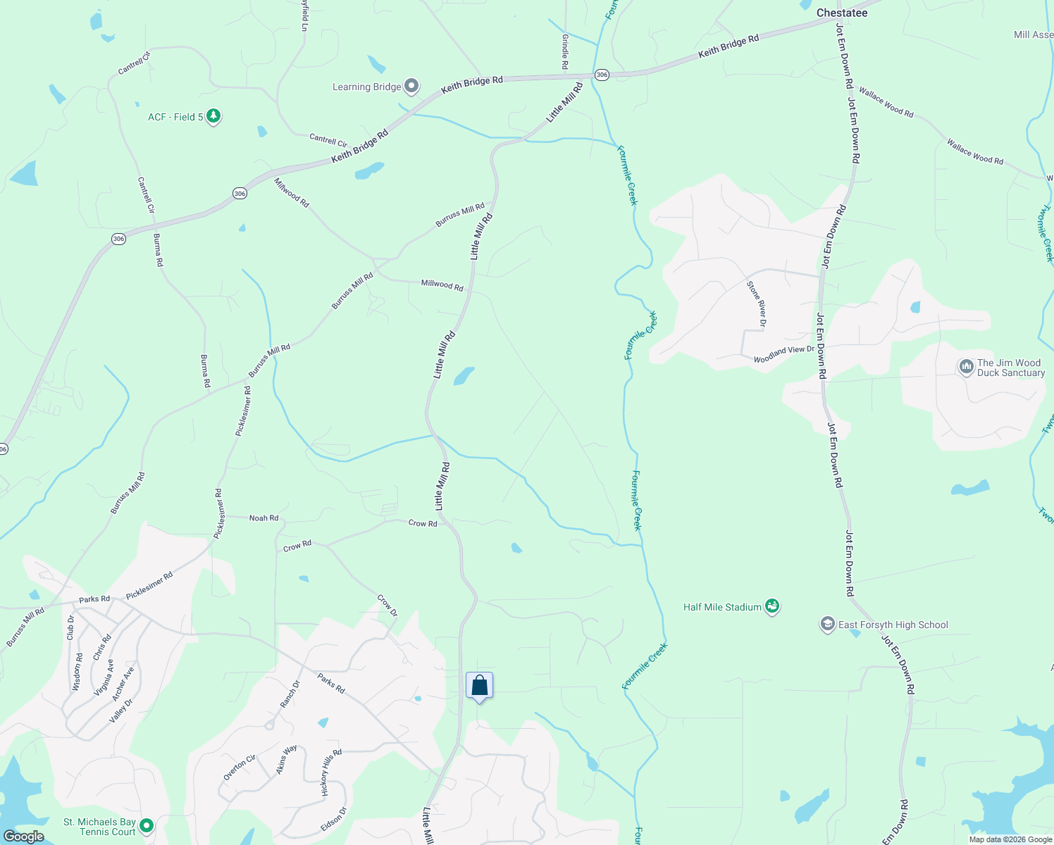 map of restaurants, bars, coffee shops, grocery stores, and more near 6555 Evans Dr in Cumming
