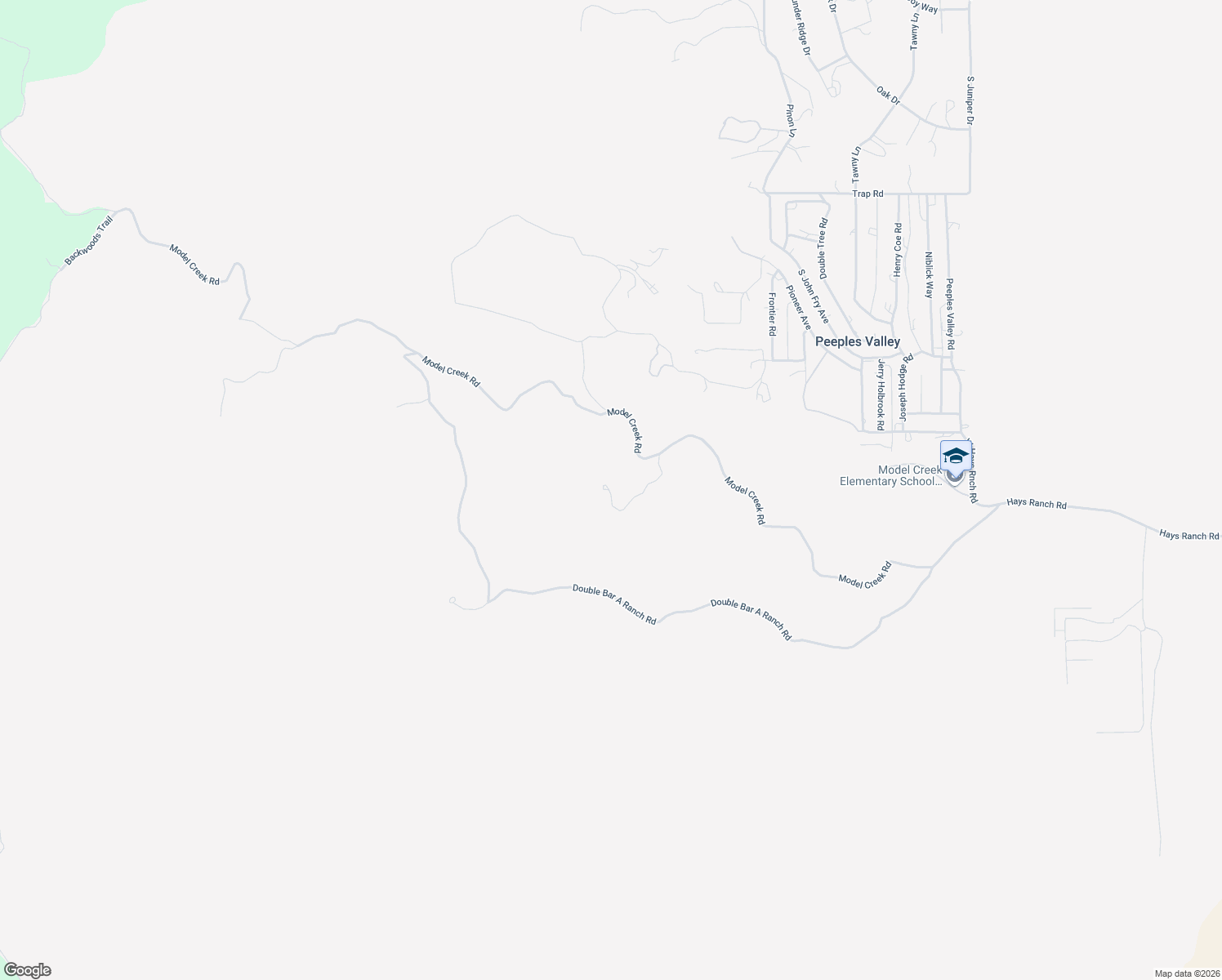 map of restaurants, bars, coffee shops, grocery stores, and more near 17505 Model Creek Road in Peeples Valley