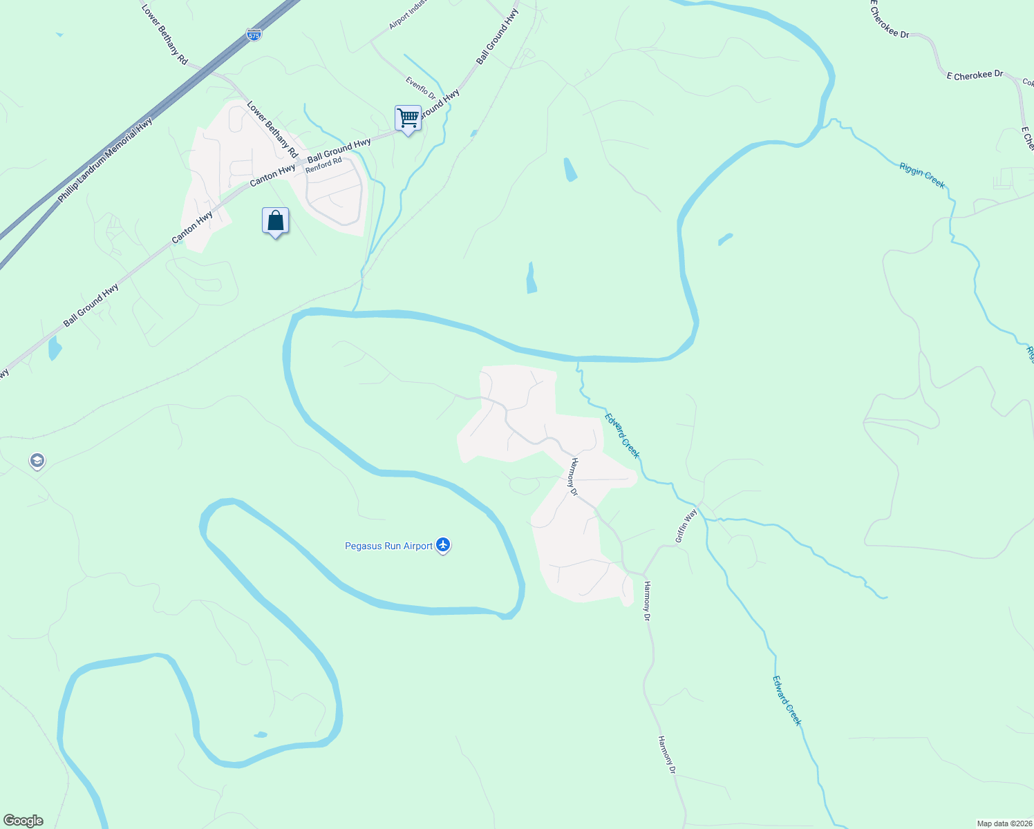 map of restaurants, bars, coffee shops, grocery stores, and more near 402 Candler Tr in Canton