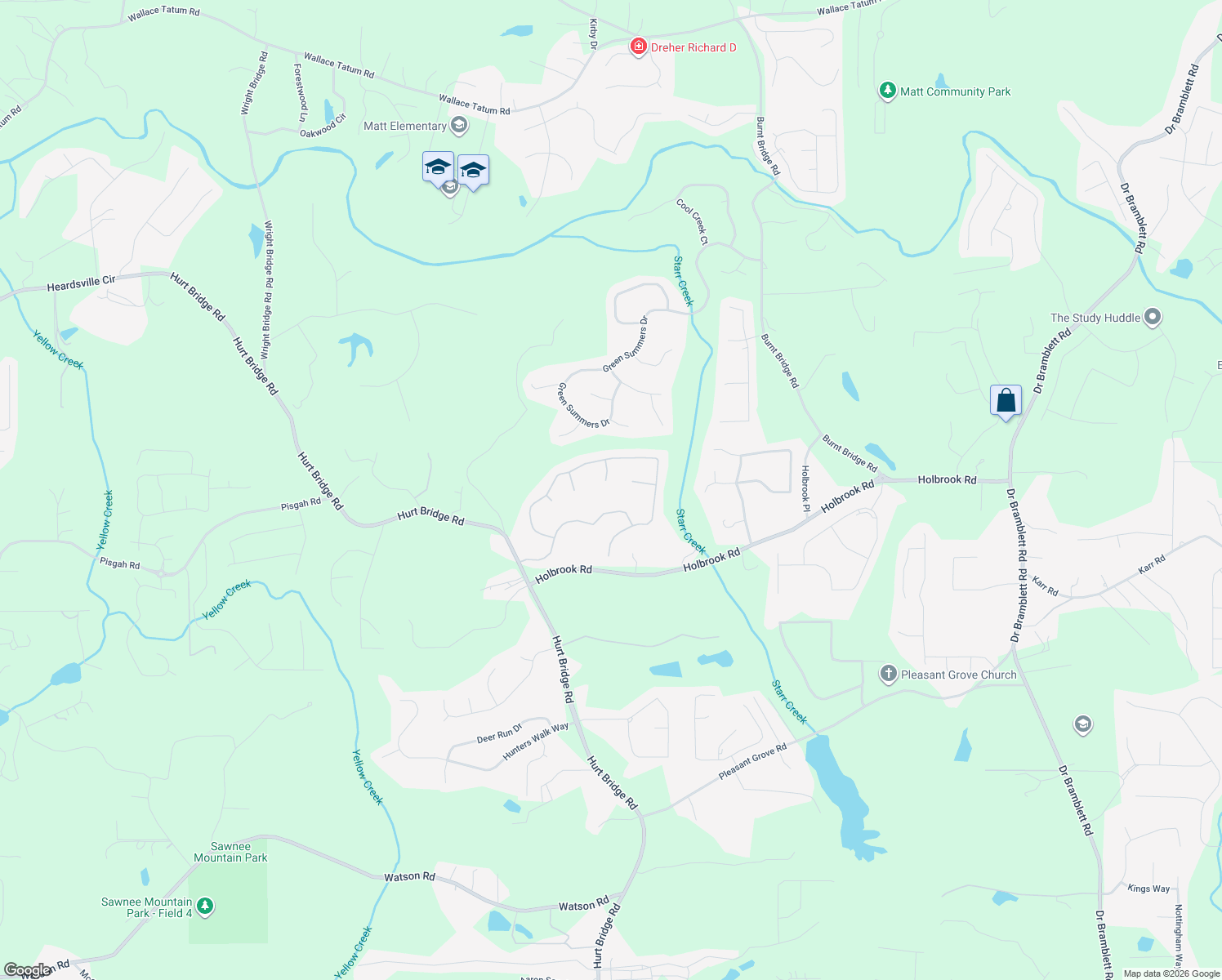 map of restaurants, bars, coffee shops, grocery stores, and more near 4435 Montrose Drive in Cumming