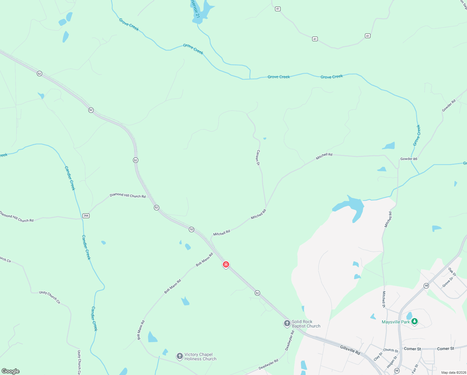 map of restaurants, bars, coffee shops, grocery stores, and more near 1656 Mitchell Road in Maysville