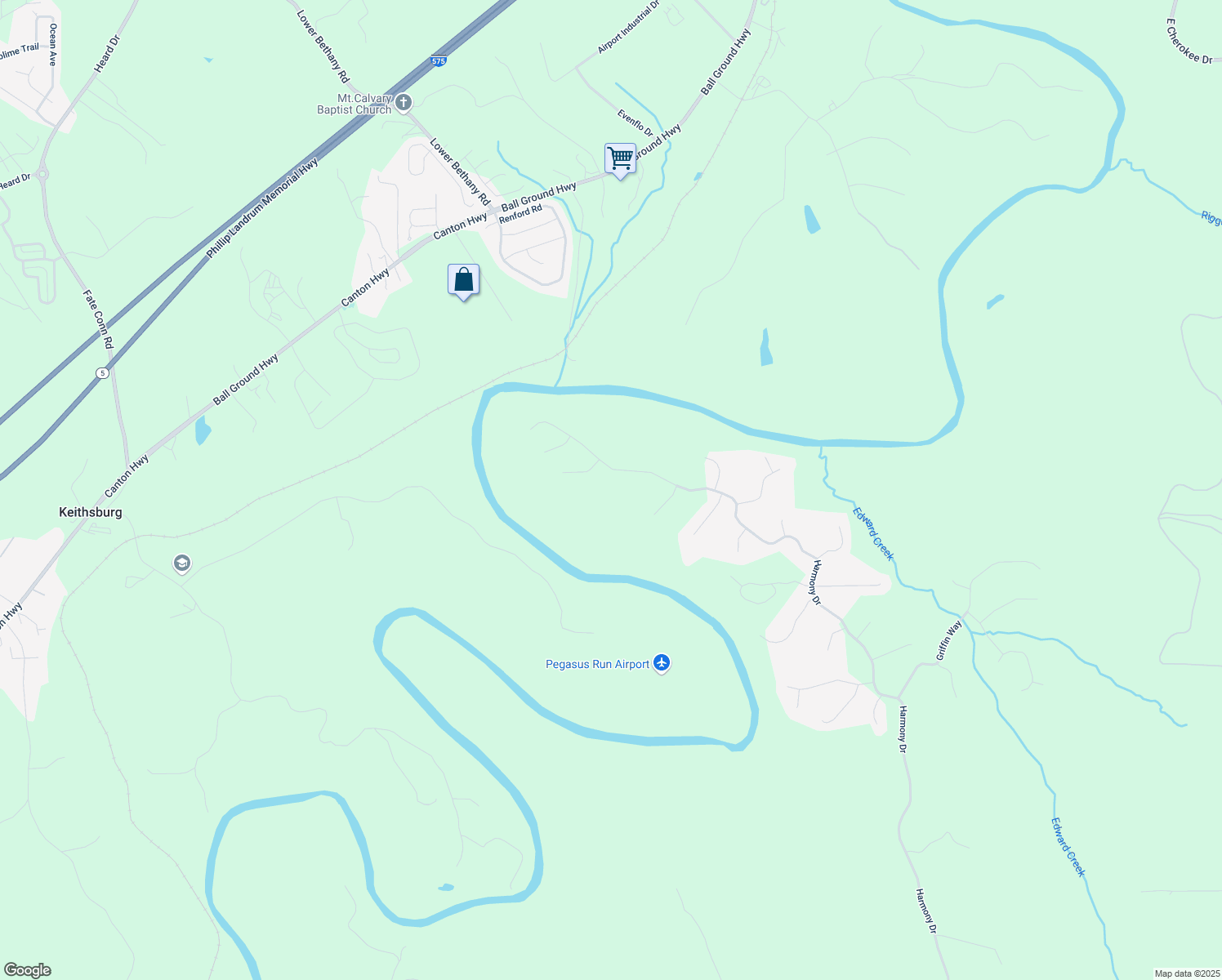 map of restaurants, bars, coffee shops, grocery stores, and more near 2089 Harmony Drive in Canton