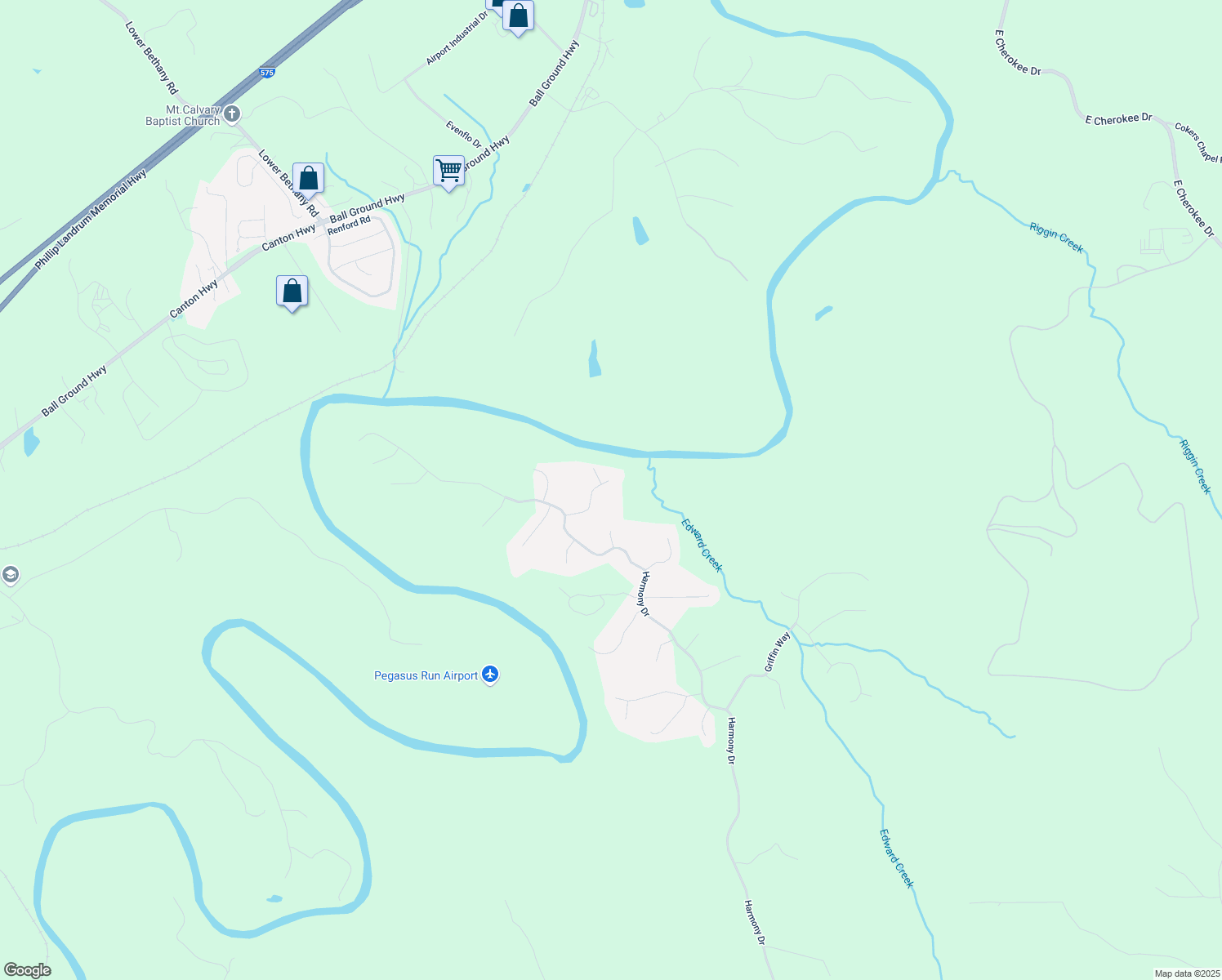 map of restaurants, bars, coffee shops, grocery stores, and more near 414 Candler Tr in Canton