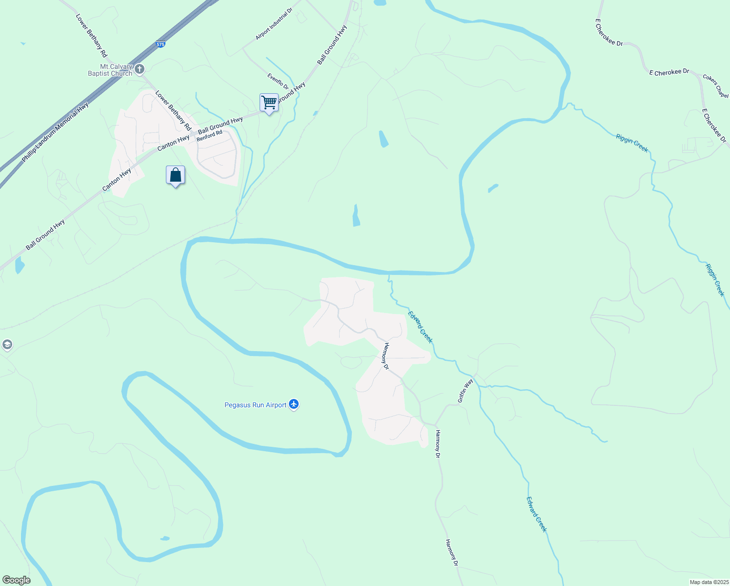 map of restaurants, bars, coffee shops, grocery stores, and more near 414 Candler Tr in Canton