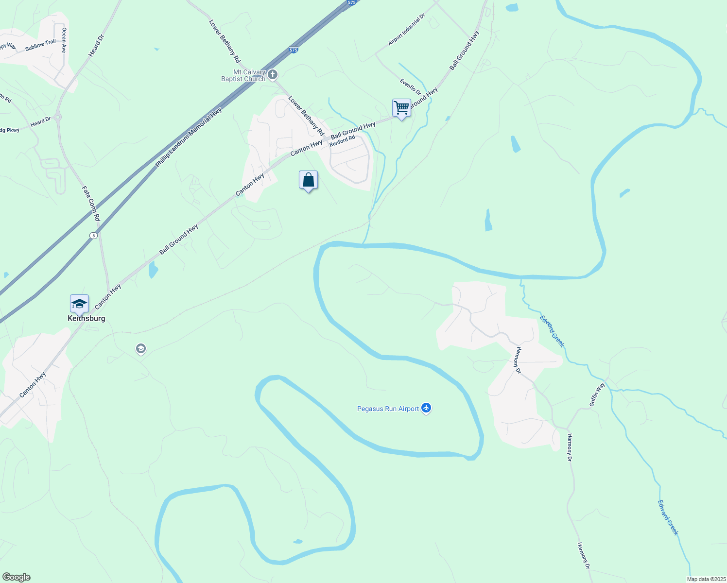map of restaurants, bars, coffee shops, grocery stores, and more near 514 Perdue Trail in Canton